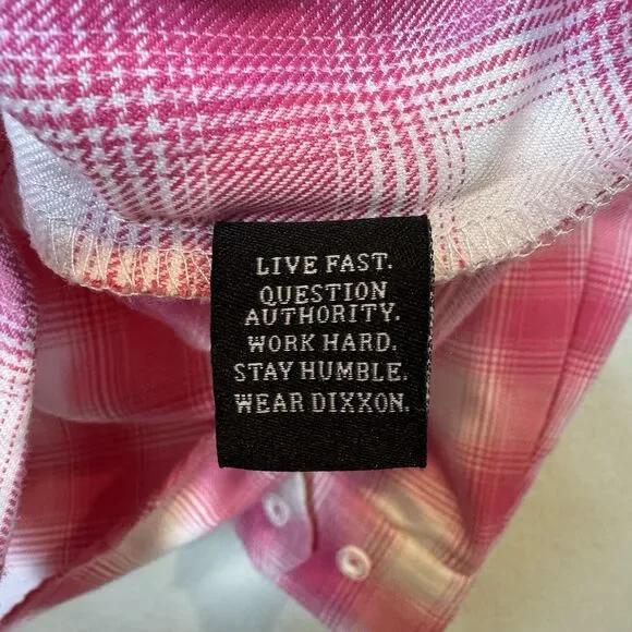 Dixxon The Ribbon Flannel Shirt Limited Edition Breast Cancer Pink White Size L - Picture 5 of 9
